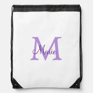 simple minimal add name monogram pink red throw drawstring bag