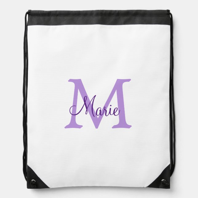 simple minimal add name monogram pink red   throw  drawstring bag (Front)