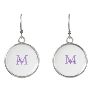 simple minimal add name monogram pink red throw earrings