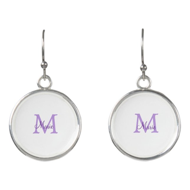 simple minimal add name monogram pink red   throw  earrings (Front)