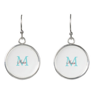 simple minimal add name monogram pink red throw earrings
