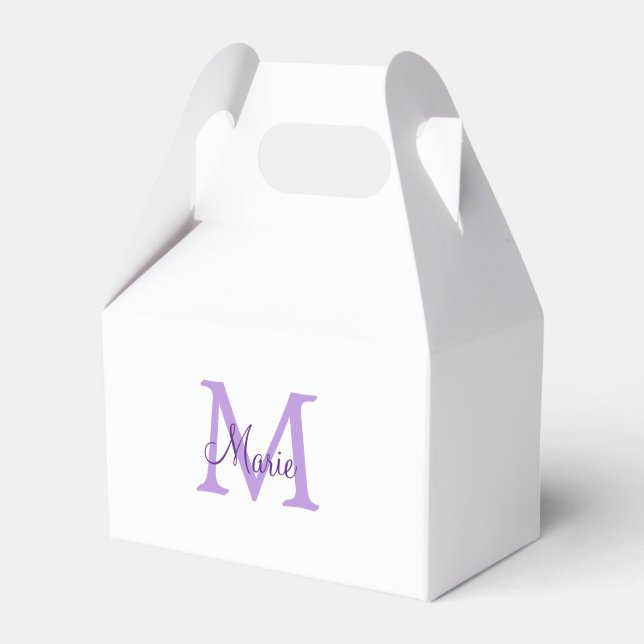 simple minimal add name monogram pink red   throw  favor boxes (Front Side)