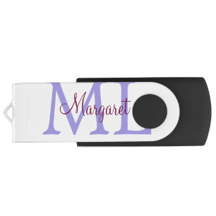 simple minimal add name monogram pink red throw flash drive