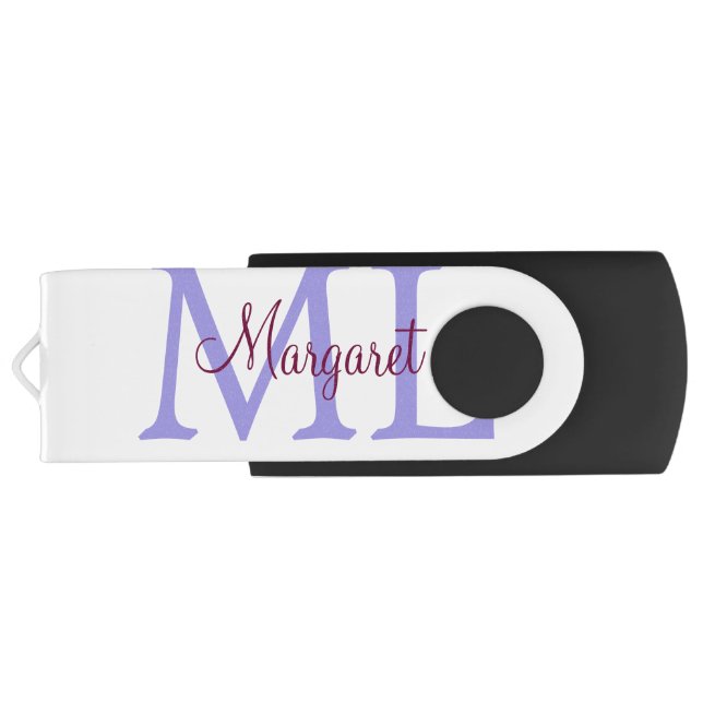 simple minimal add name monogram pink red   throw  flash drive (Back)