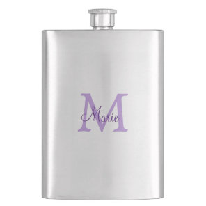 simple minimal add name monogram pink red   throw  flask