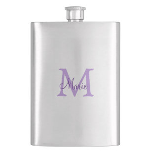 simple minimal add name monogram pink red   throw  flask