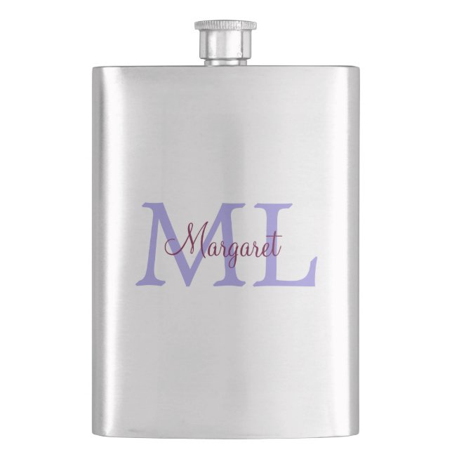 simple minimal add name monogram pink red   throw  flask (Front)