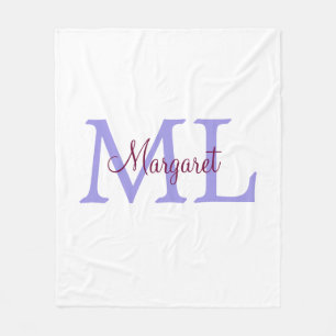 simple minimal add name monogram pink red   throw  fleece blanket