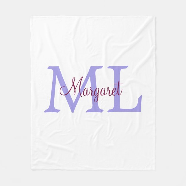 simple minimal add name monogram pink red   throw  fleece blanket (Front)