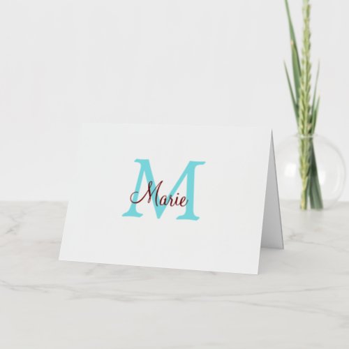 simple minimal add name monogram pink red   throw  foil holiday card