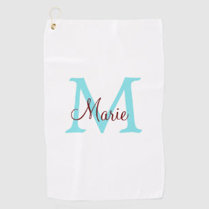 simple minimal add name monogram pink red throw golf towel