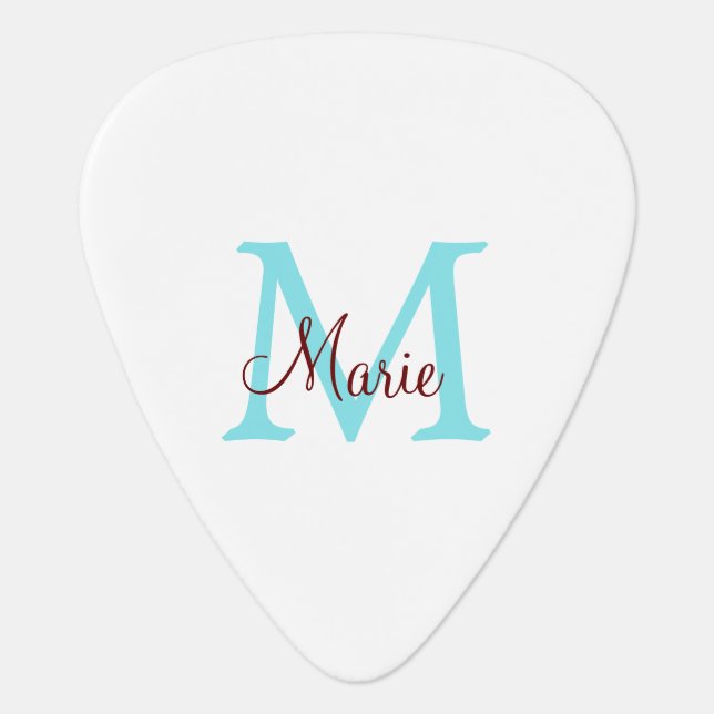 simple minimal add name monogram pink red   throw  guitar pick (Front)