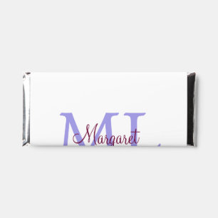 simple minimal add name monogram pink red throw hershey bar favors
