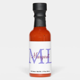 simple minimal add name monogram pink red throw hot sauces