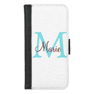 simple minimal add name monogram pink red   throw  iPhone 8/7 wallet case