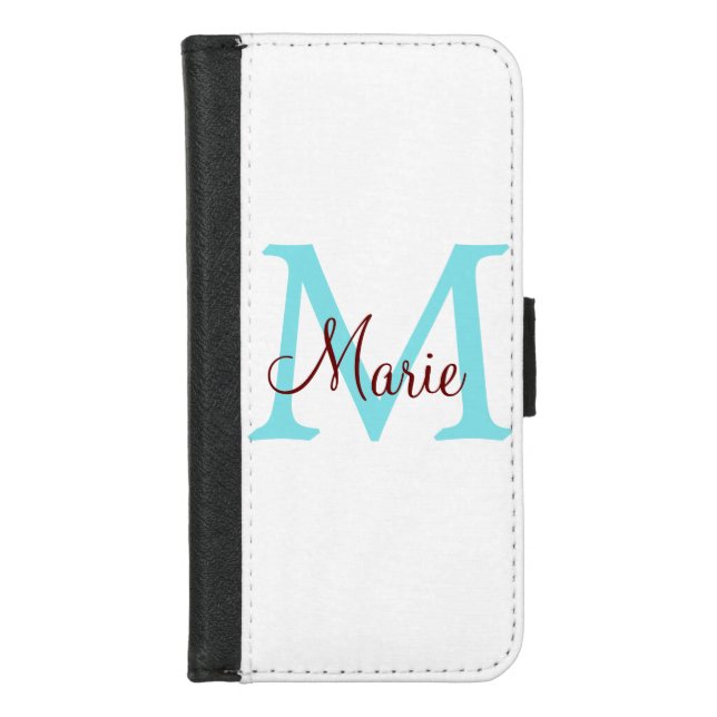 simple minimal add name monogram pink red   throw  iPhone wallet case (Front)