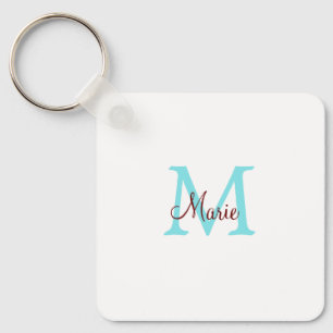 simple minimal add name monogram pink red throw keychain