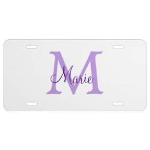 simple minimal add name monogram pink red throw license plate