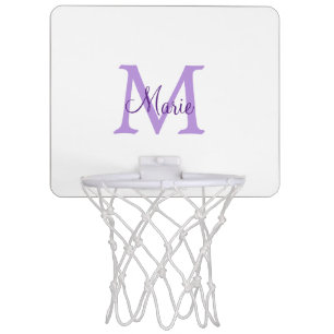 simple minimal add name monogram pink red throw mini basketball hoop
