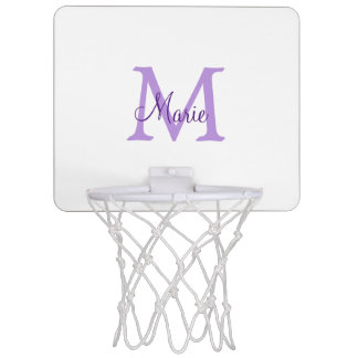 simple minimal add name monogram pink red throw mini basketball hoop