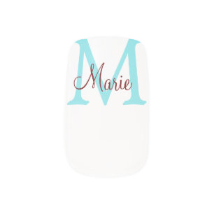 simple minimal add name monogram pink red throw minx nail art