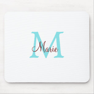 simple minimal add name monogram pink red throw mouse pad
