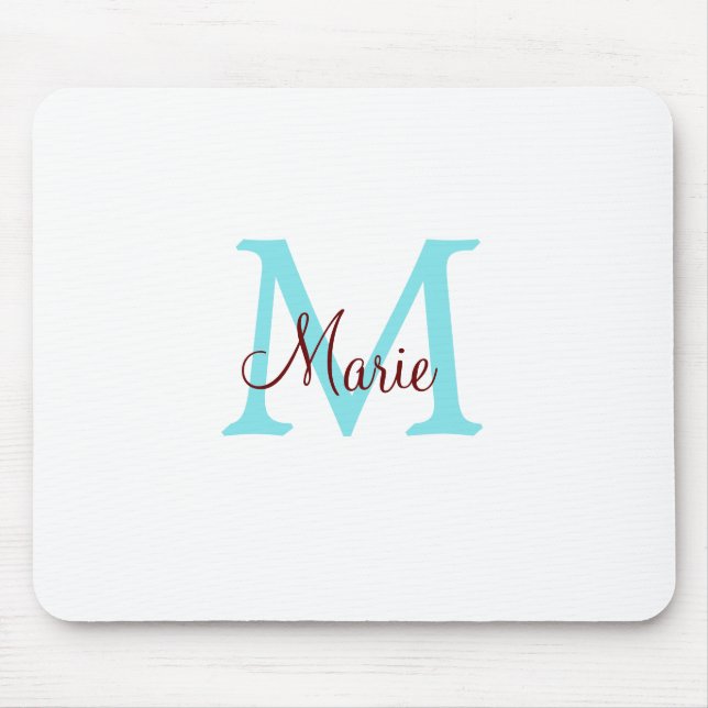 simple minimal add name monogram pink red   throw  mouse pad (Front)