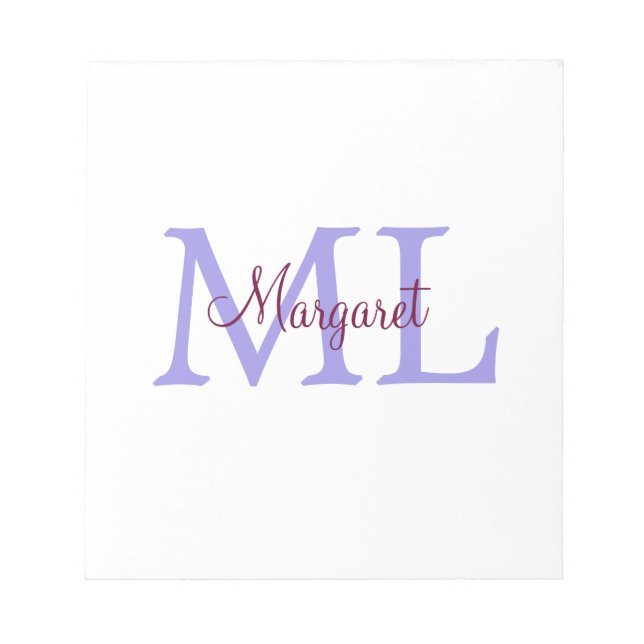 simple minimal add name monogram pink red   throw  notepad (Front)