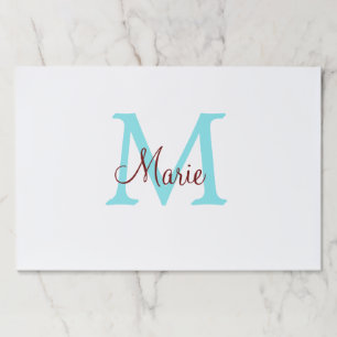simple minimal add name monogram pink red   throw  paper pad