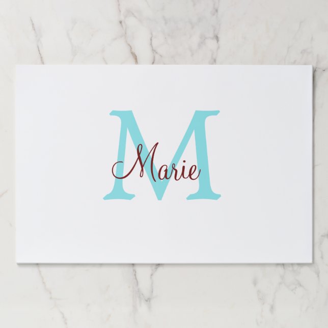 simple minimal add name monogram pink red   throw  paper pad (Front)
