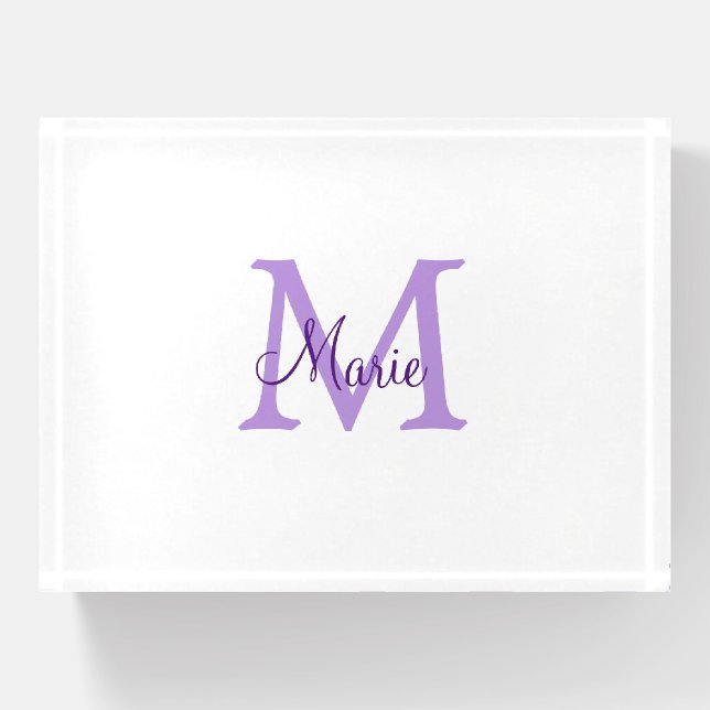 simple minimal add name monogram pink red   throw  paperweight (Front)