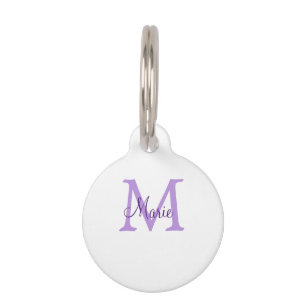 simple minimal add name monogram pink red throw pet ID tag