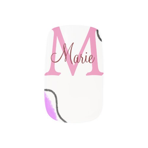 simple minimal add name monogram pink red throw pi minx nail art