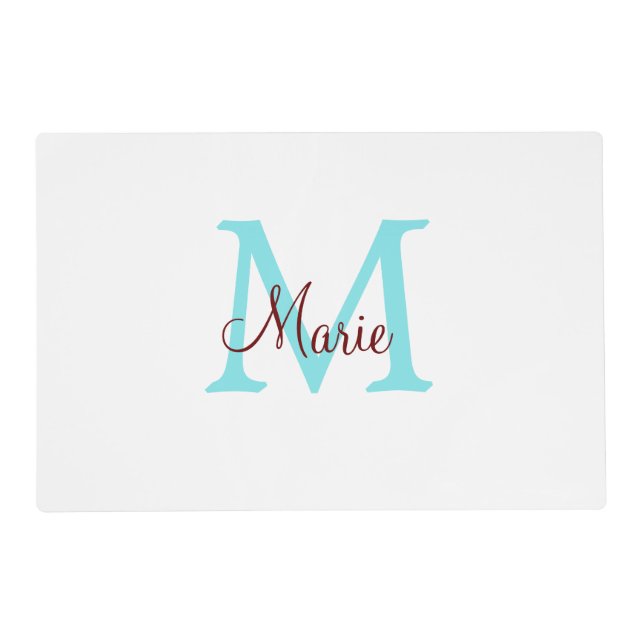 simple minimal add name monogram pink red   throw  placemat (Front)