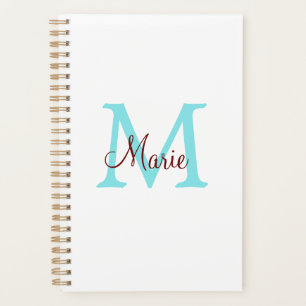 simple minimal add name monogram pink red throw planner