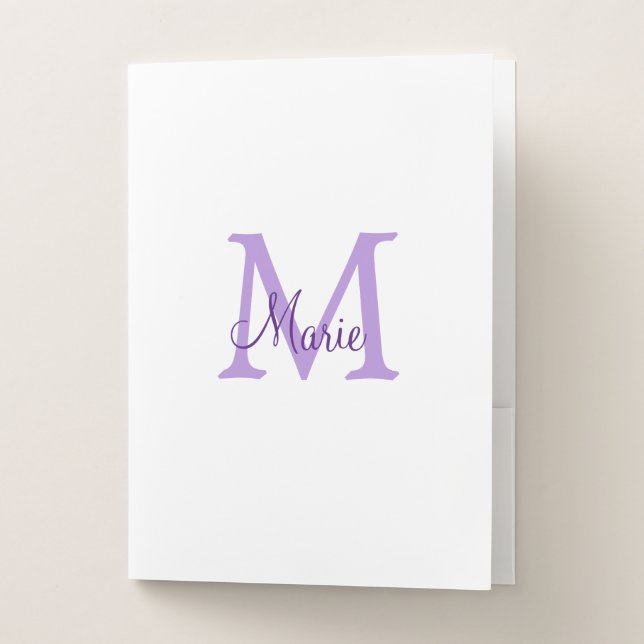simple minimal add name monogram pink red   throw  pocket folder (Front)