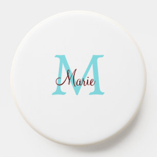 simple minimal add name monogram pink red throw PopSocket