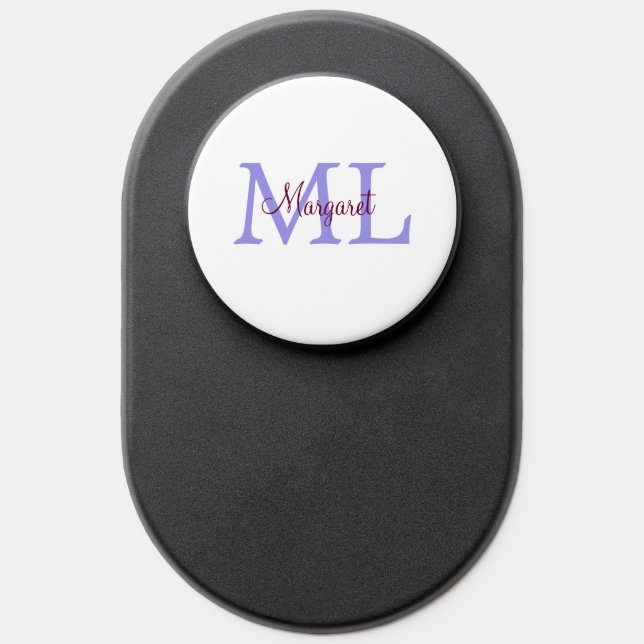 simple minimal add name monogram pink red   throw  PopSocket (Popsocket)