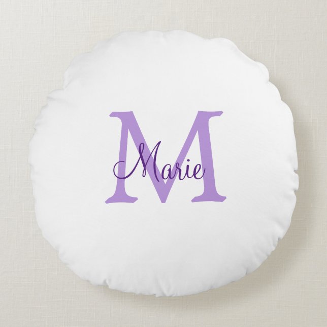 simple minimal add name monogram pink red   throw  round pillow (Front)