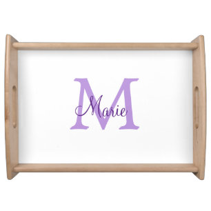 simple minimal add name monogram pink red throw serving tray