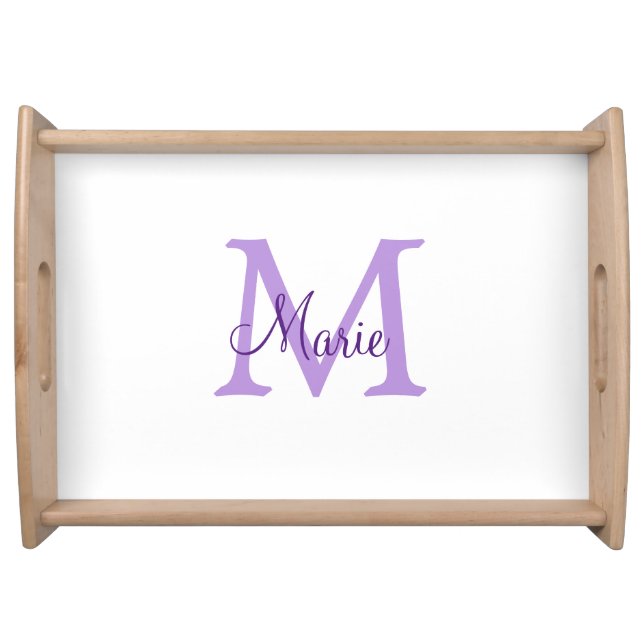 simple minimal add name monogram pink red   throw  serving tray (Front)