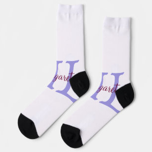 simple minimal add name monogram pink red throw socks