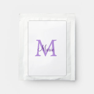 simple minimal add name monogram pink red   throw  tea bag drink mix