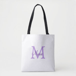 simple minimal add name monogram pink red throw tote bag