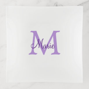 simple minimal add name monogram pink red   throw  trinket tray