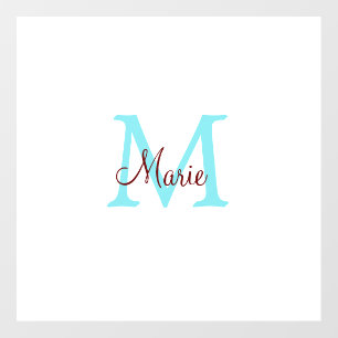 simple minimal add name monogram pink red   throw  wall decal