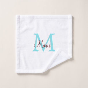 simple minimal add name monogram pink red throw wash cloth