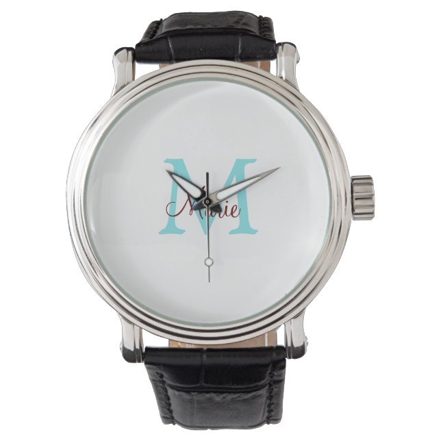 simple minimal add name monogram pink red   throw  watch (Front)