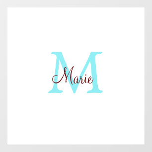 simple minimal add name monogram pink red throw window cling