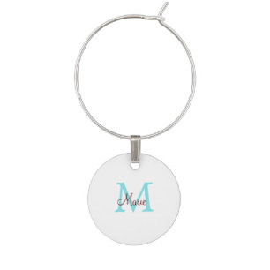 simple minimal add name monogram pink red   throw  wine charm